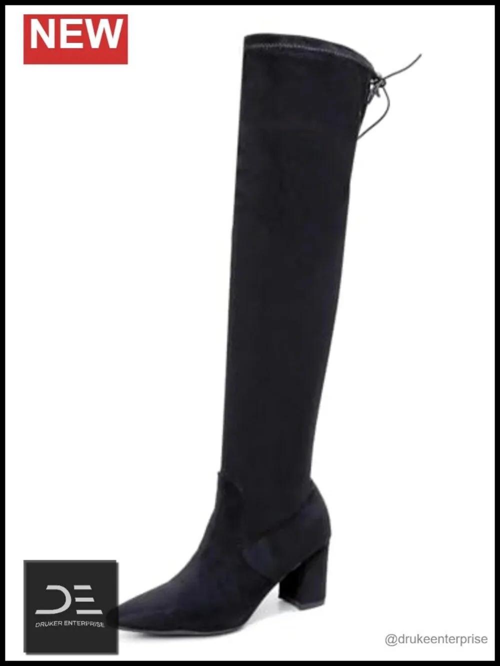 Women's Over-Knee Stretchy Block Heel Boots Pull-On